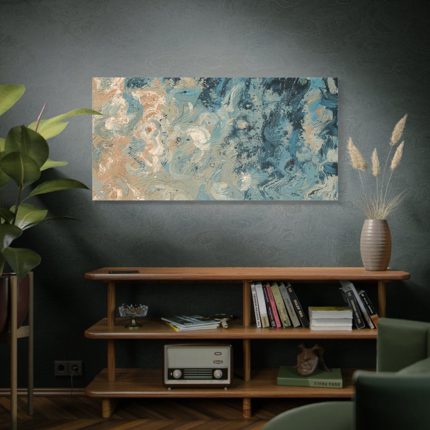 Abstract Ocean Waves Canvas Art, Home Decor Wall Art, Nautical Art Print, Gift for Ocean Lovers, Beach House Decor