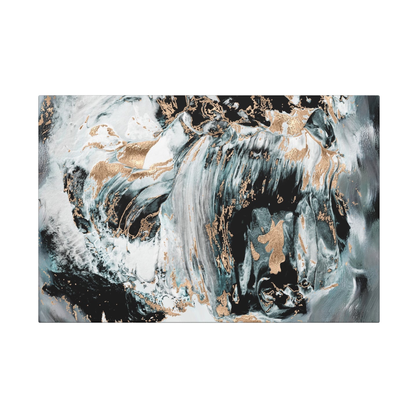 Black Ice Flow – Abstract Gold & Smoke Painting