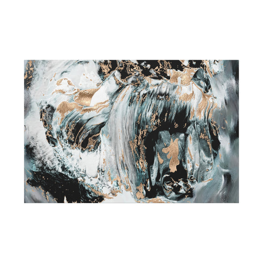 Black Ice Flow – Abstract Gold & Smoke Painting
