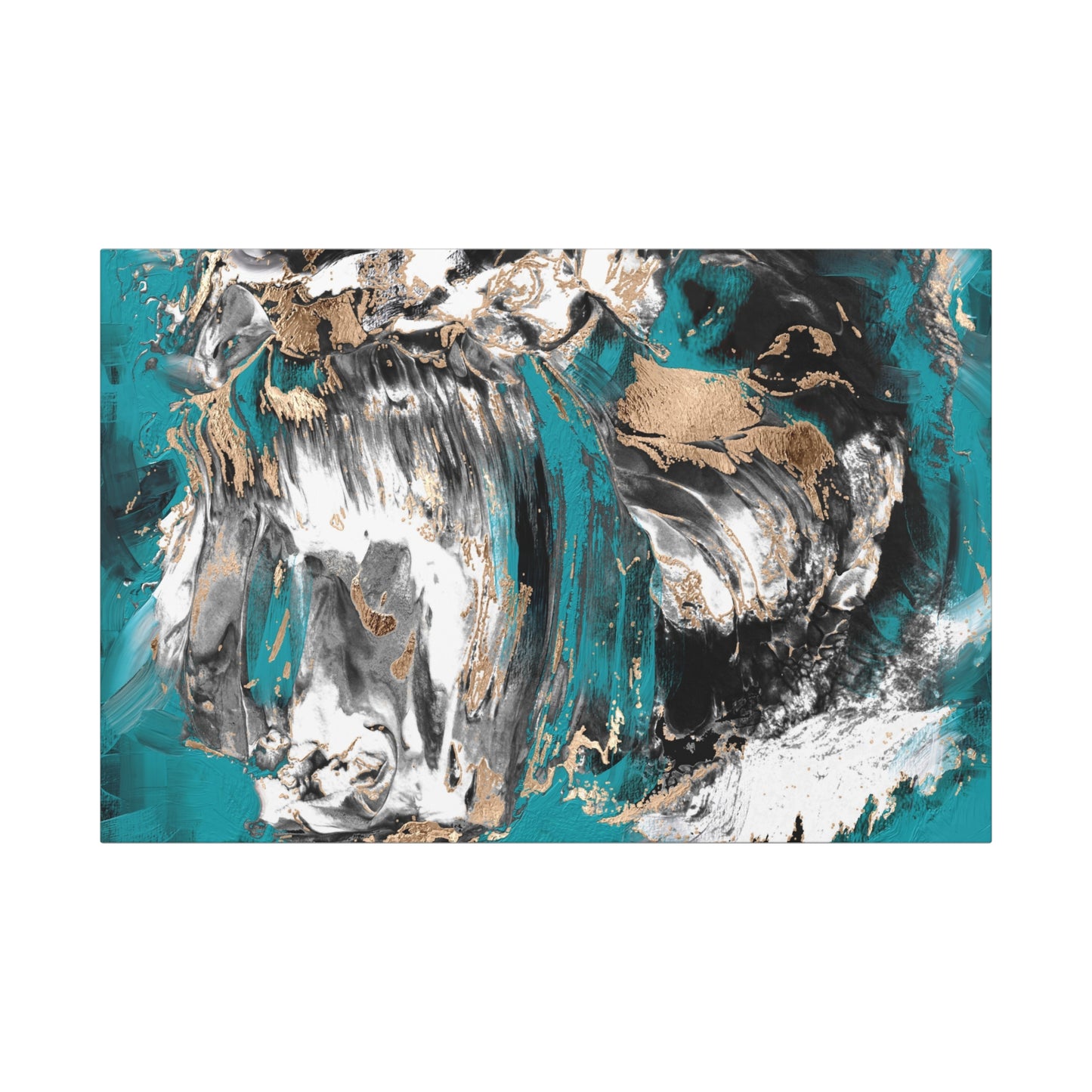 Éruption Turquoise – Toile Abstraite Aqua et Or
