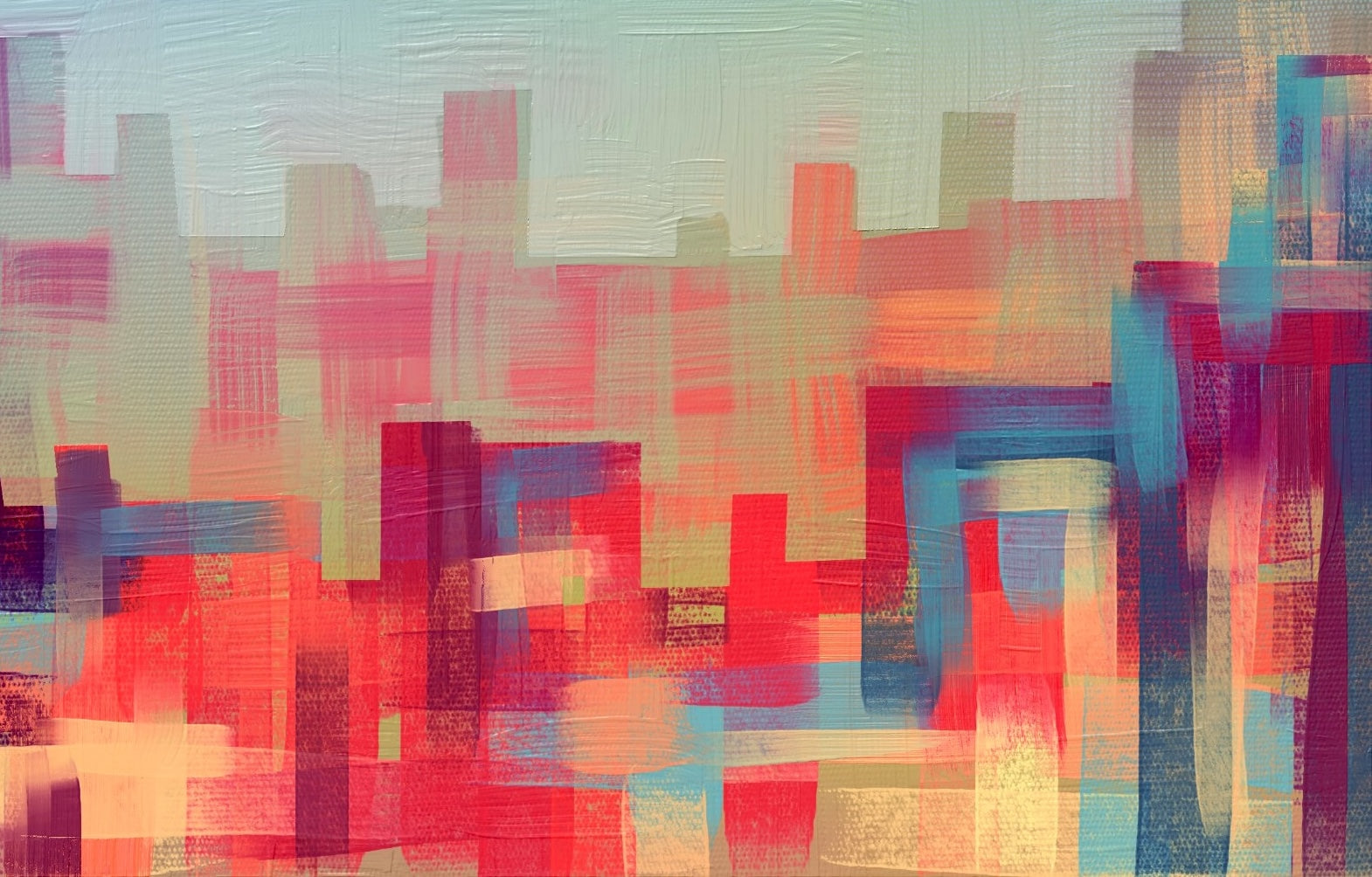 Spectral Skyline - Vibrant Modern Abstract Art Print. right part zoom